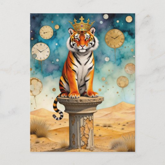 Beautiful Tiger in a Gold Crown ポストカード (正面)