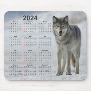Beautiful Timber Wolf 2024カレンダー マウスパッド