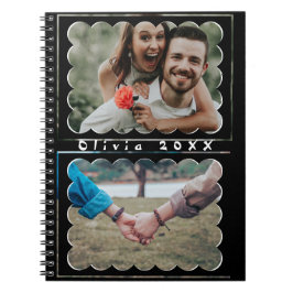 Beautiful Trendy Custom Monogram 2 Photo Collage ノートブック