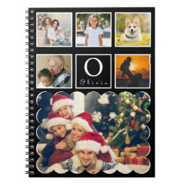 Beautiful Trendy Custom Monogram 6 Photo Collage ノートブック