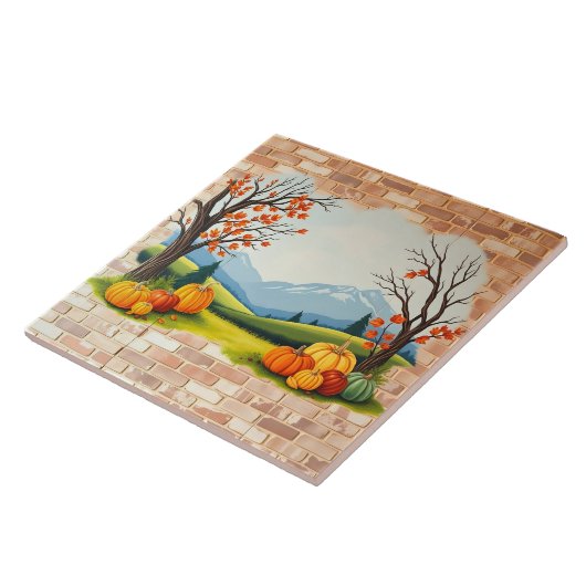 Beautiful Trendy Happy Thanksgiving Fall タイル (側面)