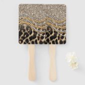 Beautiful Trendy Leopard Faux Animal Print ハンドファン (正面&裏面)