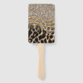 Beautiful Trendy Leopard Faux Animal Print ハンドファン (裏面)