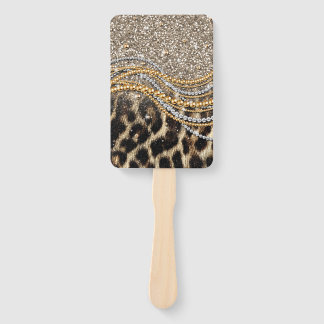 Beautiful Trendy Leopard Faux Animal Print ハンドファン