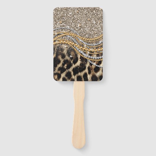 Beautiful Trendy Leopard Faux Animal Print ハンドファン (正面)
