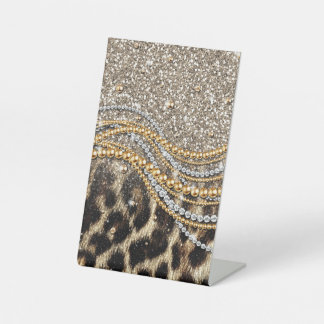 Beautiful Trendy Leopard Faux Animal Print 台座サイン