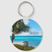 Beautiful Tropical Beach Breezy Palm Tree キーホルダー (裏面)