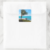 Beautiful Tropical Beach Breezy Palm Tree スクエアシール (バッグ)