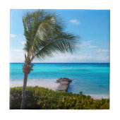 Beautiful Tropical Beach Breezy Palm Tree タイル (正面)