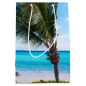 Beautiful Tropical Beach Breezy Palm Tree ミディアムペーパーバッグ (正面)