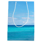 Beautiful Tropical Beach Breezy Palm Tree ミディアムペーパーバッグ (裏面)