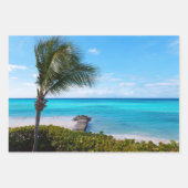 Beautiful Tropical Beach Breezy Palm Tree ラッピングペーパーシート (正面3)