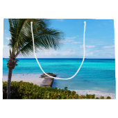 Beautiful Tropical Beach Breezy Palm Tree ラージペーパーバッグ (裏面)