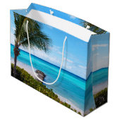 Beautiful Tropical Beach Breezy Palm Tree ラージペーパーバッグ (裏面アングル)