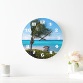 Beautiful Tropical Beach Breezy Palm Tree ラージ壁時計 (ホーム)