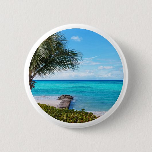 Beautiful Tropical Beach Breezy Palm Tree 缶バッジ (正面)