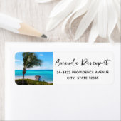 Beautiful Tropical Beach Breezy Palm Tree Address ラベル (インサイチュ)