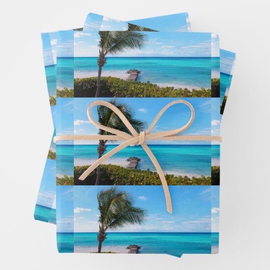 Beautiful Tropical Beach Breezy Palm Tree Pattern ラッピングペーパーシート (インサイチュ)