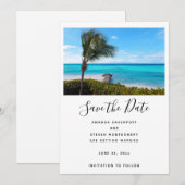Beautiful Tropical Beach Breezy Palm Tree Wedding セーブザデート (正面/裏面)