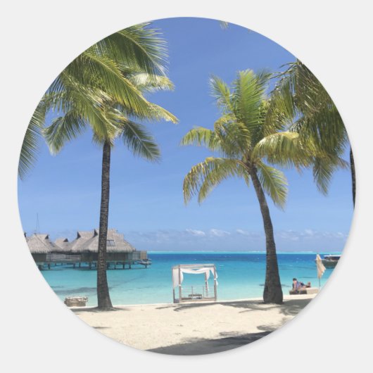 Beautiful Tropical Beach Destination ラウンドシール (正面)