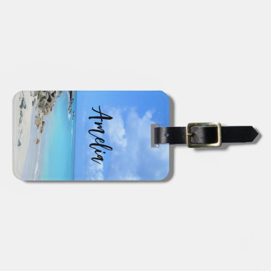 Beautiful Turquoise Tropical Beach ラゲッジタグ (正面横)
