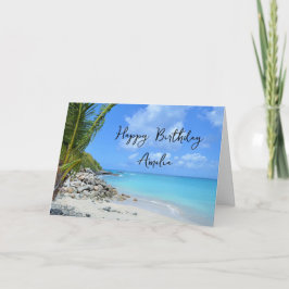 Beautiful Turquoise Tropical Beach Birthday カード