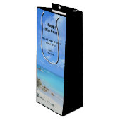 Beautiful Turquoise Tropical Beach Birthday ワインギフトバッグ (正面アングル)