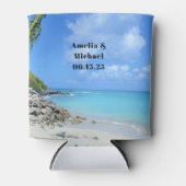 Beautiful Turquoise Tropical Beach Wedding 缶クーラー (正面)