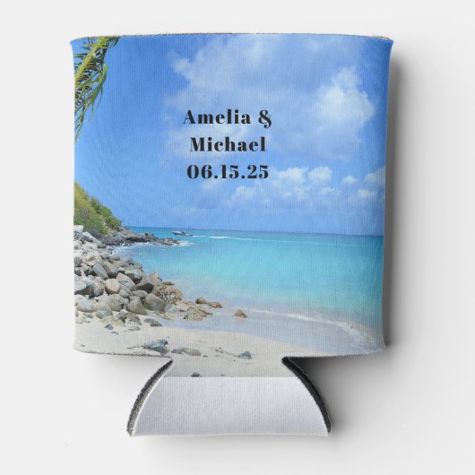 Beautiful Turquoise Tropical Beach Wedding 缶クーラー (正面)