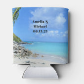 Beautiful Turquoise Tropical Beach Wedding 缶クーラー (裏面)