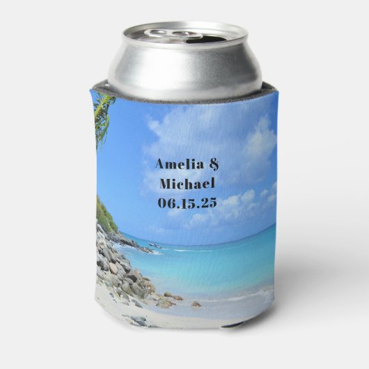 Beautiful Turquoise Tropical Beach Wedding 缶クーラー (缶裏面)