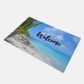 Beautiful Turquoise Tropical Beach Welcome ドアマット (アングル)