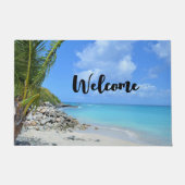 Beautiful Turquoise Tropical Beach Welcome ドアマット (正面)