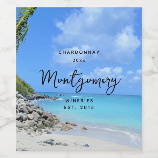 Beautiful Turquoise Tropical Beach Wine Making ワインラベル (シングルラベル)