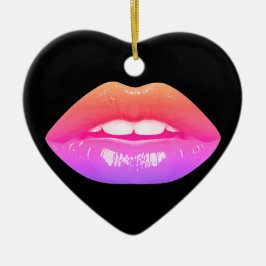 Beautiful Two-Tone Lips on a Valentines Day Tree  セラミックオーナメント
