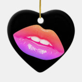 Beautiful Two-Tone Lips on a Valentines Day Tree セラミックオーナメント (裏面)