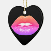 Beautiful Two-Tone Lips on a Valentines Day Tree セラミックオーナメント (左)