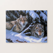 Beautiful Two Wolves Paintings ジグソーパズル (横)