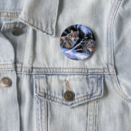 Beautiful Two Wolves Paintings 缶バッジ (インサイチュ)