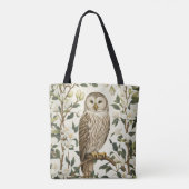 Beautiful Ural Owl And Magnolia Blossoms トートバッグ (裏面)