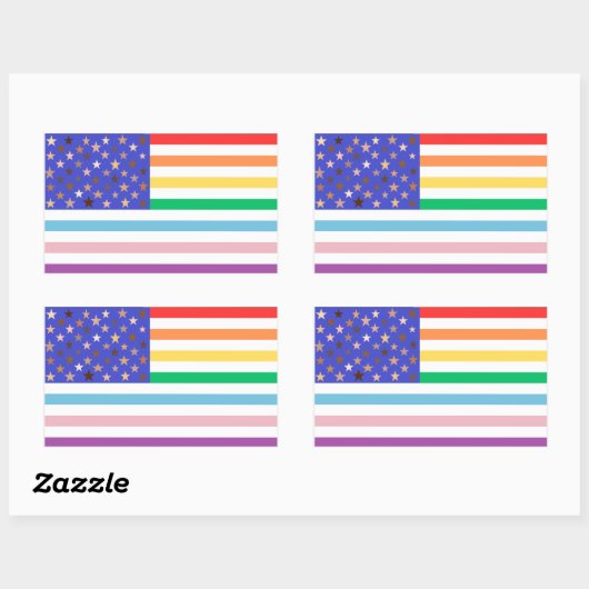 Beautiful USA Flag Rectangular Sticker 長方形シール (シート)