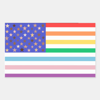 Beautiful USA Flag Rectangular Sticker 長方形シール