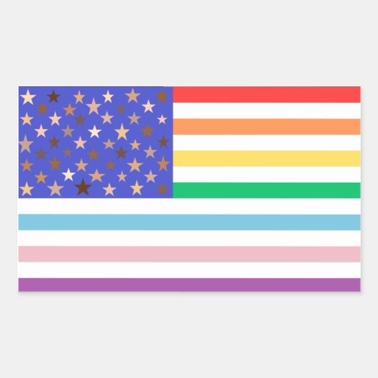Beautiful USA Flag Rectangular Sticker 長方形シール (正面)