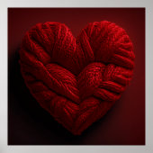 Beautiful Valentines Day Heart Made Of red Yarn ポスター (正面)