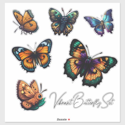 Beautiful vibrant colours Butterfly Set シール (シート)