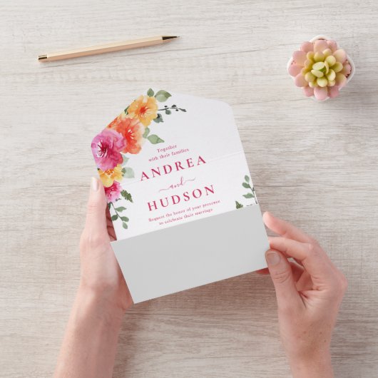 Beautiful Vibrant Spring Summer Floral Wedding オールインワン招待状 (ビデオ)