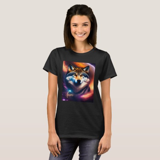 Beautiful Vibrant Wolf Nature s Beauty  4 Tシャツ (正面フル)