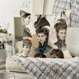Beautiful Victorian Women Vintage Collage クッション