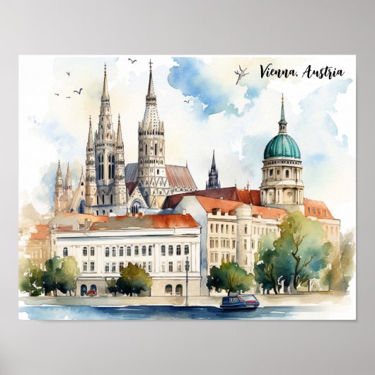 Beautiful Vienna Austria City View Painting ポスター (正面)
