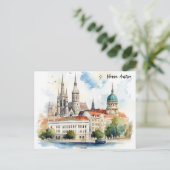 Beautiful Vienna Austria City View Painting ポストカード (スタンド正面)